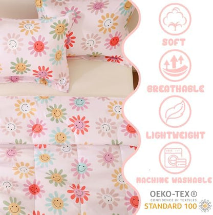 Yibeizi Floral Comforter Set Girls Twin Size Cute Patterned Bedding
