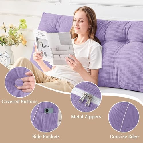 Sasttie Headboard Pillow King, Wedge Pillow Headboard, Purple