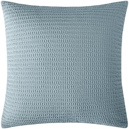 Levtex Home - Cloud Waffle Square Decorative Pillow - 20x20in - Textured Waffle Weave - Chambray - Polyester Filled - Cotton Solid Back - Zipper Closure