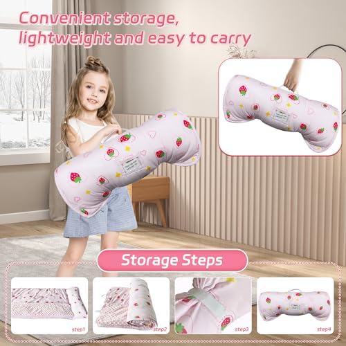 Toddler Nap Mat with Removable Pillow & Blanket Roll Up Storage Kids Sleeping Bag Soft and Comfortable Toddler Sleeping Bags for Travel Camping Daycare Preschool