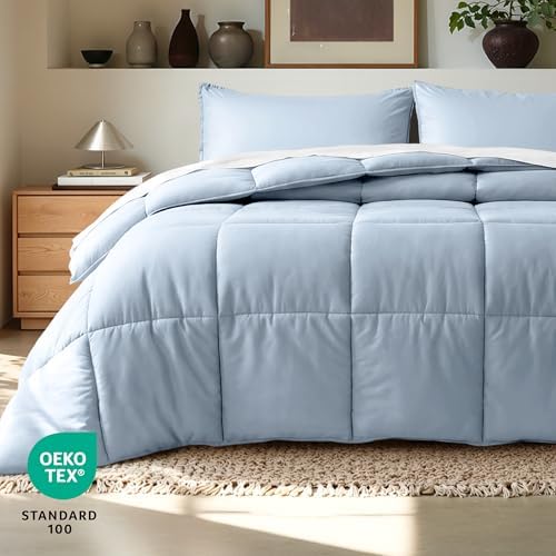 Bare Home Full Comforter Set - 1800 Ultra Soft (Full, Dusty Blue)