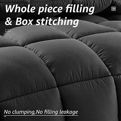 HYLEORY All Season California King Size Bed Comforter - Cooling Down Alternative Quilted Duvet Insert with Corner Tabs - Winter Warm - Machine Washable - Grey, 96 x 104 Inch