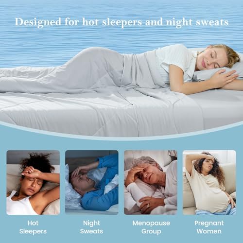 Cozy Bliss Cooling Comforter Twin Size, Cooling Blankets for Hot Sleepers and Night Sweats, Gray Summer Comforter for Twin Size Bed, Breathable Soft Lightweight Silk Smooth
