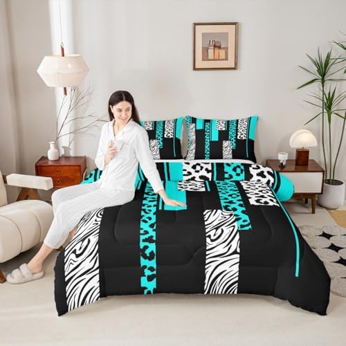 Feelyou Animal Print Leopard Zebra Comforter Set King Size Kids Boys