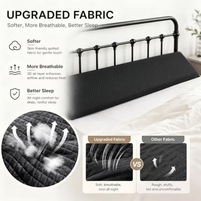 Queen Size Bed Wedge Pillow for Bed Gap Filler/Headboard Gap Black
