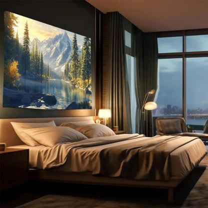 FENDROM Tranquility Lake Snow Mountain Scenery Tapestry Wall Hanging, Nature Forest Plant Trees Pictures Art Wall Tapestries Blanket for Bedroom Living Room Dorm Decor
