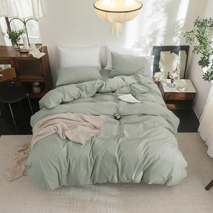 FOSSA Duvet Cover Set 100% Washed Cotton Linen Feel Super King