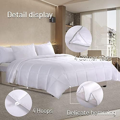 NEXHOME PRO Viscose from Bamboo Cooling Comforter, White Queen Lightweight Down Alternative Cool Natural Organic Duvet Insert, Summer Bedding Blenket Cool for Hot Sleepers,8 Corner Tabs(90"x 90")