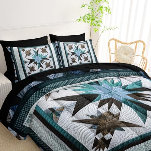 QOOMO Boho 7 Pieces Comforter Set Queen Size,Bohemia Bedding Set for Kids