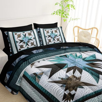 QOOMO Boho 7 Pieces Comforter Set Queen Size,Bohemia Bedding Set for Kids