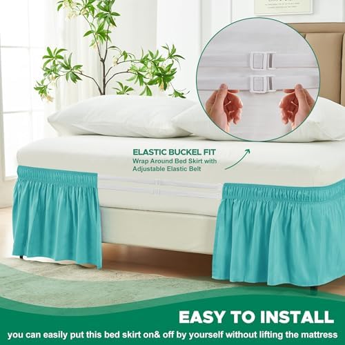 Wrap Around Bed Skirt Dorm Twin & Twin XL 21" Drop-Elastic Long Dust Ruffle