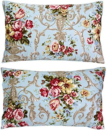 FADFAY Shabby Floral Bedding Elegant Peony Sheets Set Luxury Bedding Collections 800 Thread Count 100% Egyptian Cotton Deep Pocket, 4 Piece-Twin XL Size