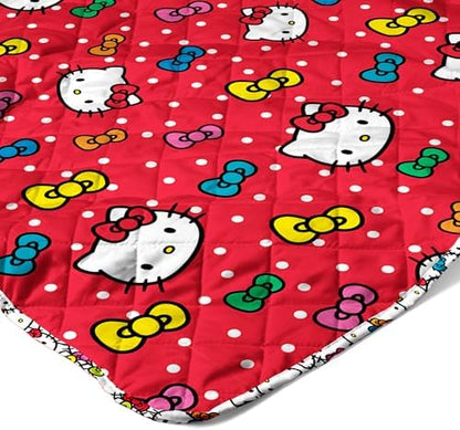 Northwest Sanrio Hello Kitty Rainbow Bows Quilted Throw, Comfy Throw, Adults Boys Girls, Soft Lightweight for Chair or Couch, 60 x 80 inches