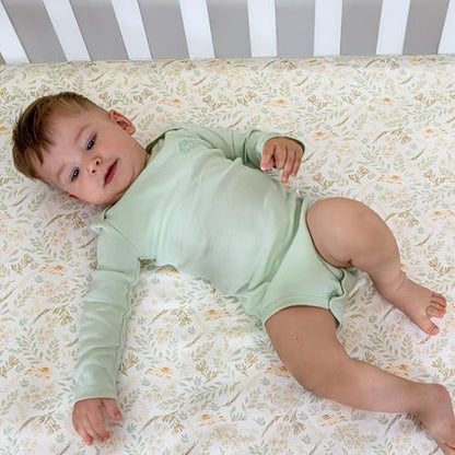 Fitted Crib Sheets for Boys and Girls, 2 Pieces 52"x28" 100% Cotton Crib Mattress Sheet, Absorbent Baby and Toddler Bed Sheets, Mattress Cover OEKO-TEX Cribs Sheet Set, Green Woodland Neutral Gift Set