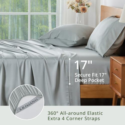 Bamboo Viscose Sheet Set Queen Size, Cooling Sheets Bed Set 4pcs