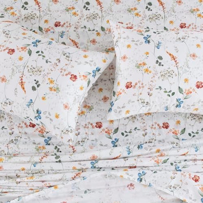 DAUAOTO Twin XL Cotton Sheets Set Printed Bedding Sets, Up to 14" Deep Mattress, Farmhouse Pattern Bedlinen for Twin Extra Long Bed, Botanical Garden