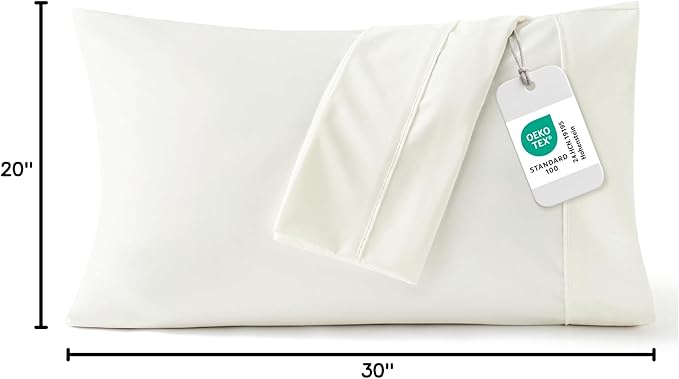 Bedsure Queen Pillow Cases Set of 2 - Ivory Brushed Microfiber Pillowcase 2 Pack, Super Soft Pillowcase, Cream Pillow Case Covers with Envelope Closure for Kids, Wrinkle, Fade Resistant, 20x30 Inches