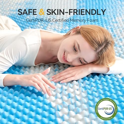 SINWEEK 2 Inch Egg Crate Memory Foam Mattress Topper King Size, Soft Mattress Pad for Back Pain Relief, Bed Topper, CertiPUR-US Certified, Blue