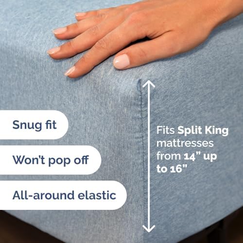 Flex Top Split Head King 4 Piece Sheet Set - Ultra-Soft - Heathered Blue
