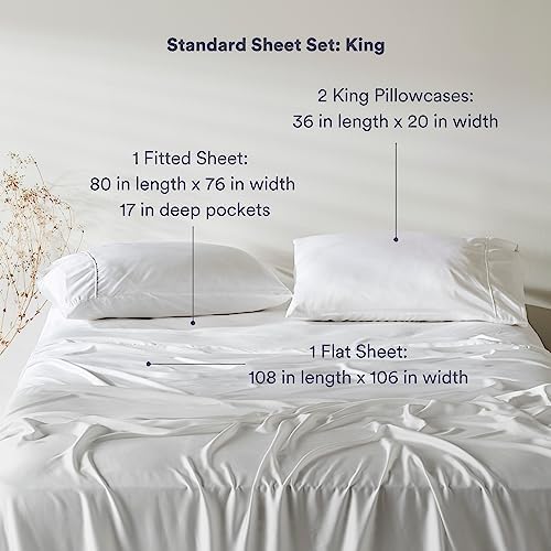 ettitude 100% Lyocell from Organic Bamboo Sheet Set (King, Cloud White)