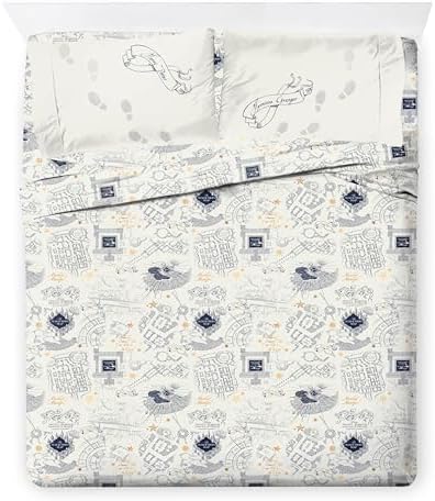 Harry Potter Queen Comforter Set 7 Piece Soft Fantasy Bedding, Beige