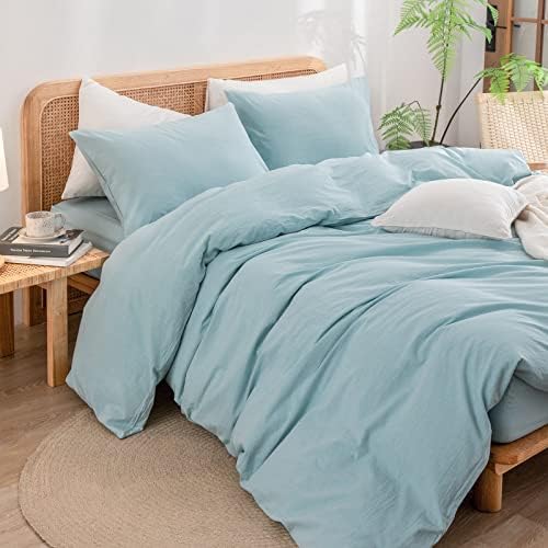 BESTOUCH Cotton Solid Duvet Cover Set Hushed Green California King