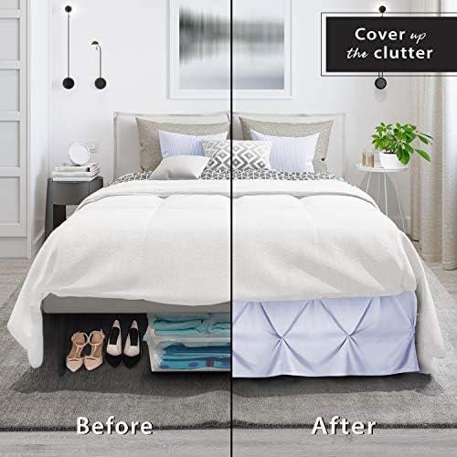 Nestl Ice Blue Bed Skirt Cal King Size, Pinch Pleat Cal King Bed Skirt, 14" Inch Drop Cal King Bedskirt, Hotel Quality Ice Blue Bed Skirts, Premium Microfiber Cal King Size Bed Skirts