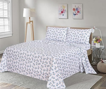 RUVANTI Flannel Sheets Set Full Size, Cloud Nine