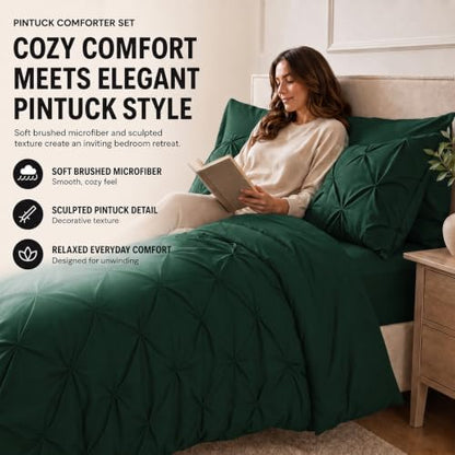 HIMEET Full Size Comforter Set Emerald Green - 7 Pieces Bed in a Bag