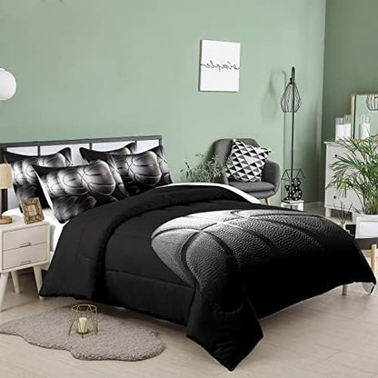 Tailor Shop Boys Comforter Set Queen Size Basketball Bedding Sets for Boys Sports Comforter for Kids with 2 Pillowcases……