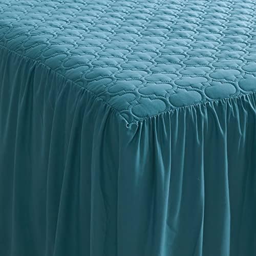 CHIXIN Ruffle Skirt Bedspread - 30" Long Drop, Shabby Chic Style Bedding, Lightweight, 3 Piece Set, Full Size, Lagoon