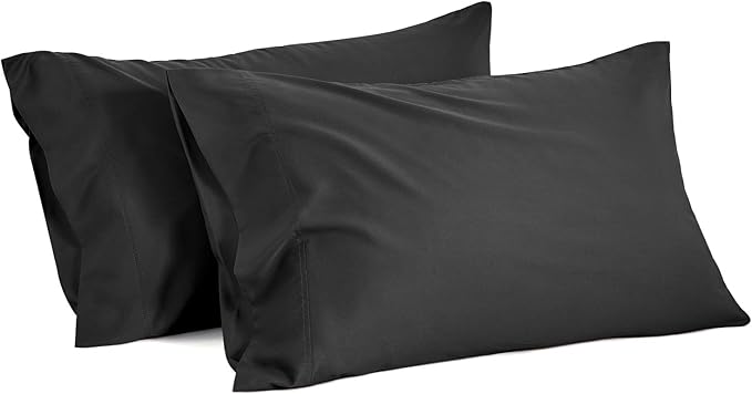 BEDELITE King Size Pillow Cases Set of 2, Rayon Derived from Bamboo, Cooling Pillow Cases for Hot Sleepers & Night Sweats, Breathable and Silky Soft Envelope Pillowcases(Black, 20"x40")