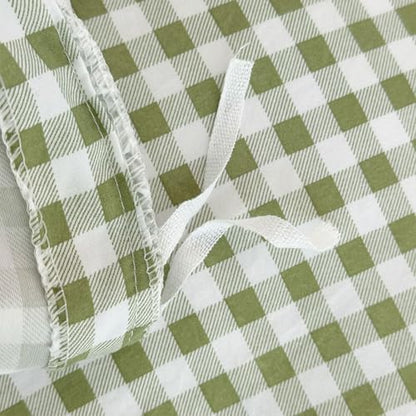 NSNLGSGC Sage Green Gingham Ruffle Queen Duvet Cover
