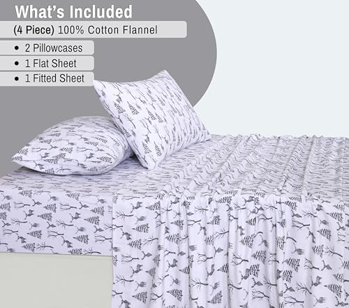 RUVANTI Flannel Sheets Set Queen Size, Dry Winter
