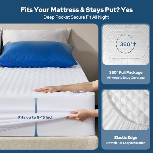 BEDLORE Waterproof Twin XL Mattress Protector, Deep Pocket, College Dorm
