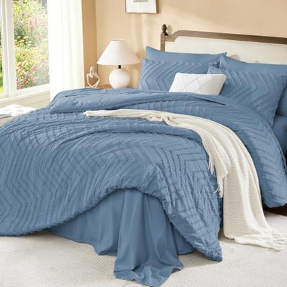 Litanika Super King Comforter Set with Sheets, 7 Pieces Boho Bed Set