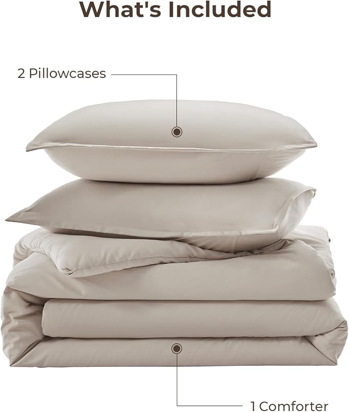 Litanika Comforters Super King Size Deep Linen Grey, 3 Pieces Lightweight Solid Bedding Set & Collections, All Season Fluffy Bed Set (120x120In Comforter & 2 Pillowcases)