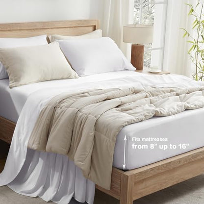 Andency White Full Sheets Set 100% Viscose Derived from Bamboo