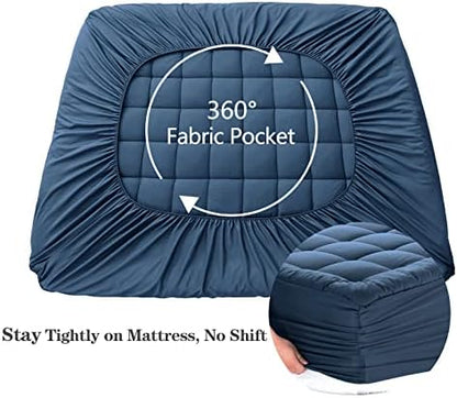 EASELAND Twin XL Mattress Pad Cotton Pillow Top Mattress Topper for Dorm