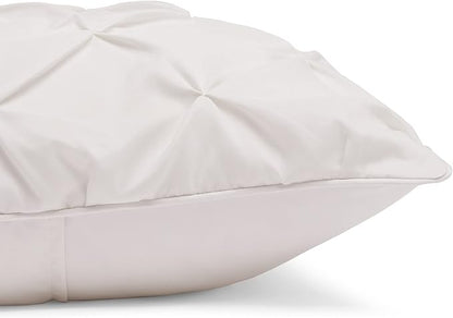 Amazon Basics All-Season Down-Alternative 3-Piece Comforter Bedding Set, Warm Soft Lightweight Microfiber, Pinch Pleat Design with Piped Edges, King, Cream