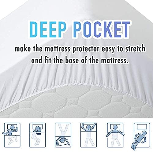 MATBEBY Queen Size Mattress Pad - Cooling Breathable Mattress Topper, Quilted Fitted Mattress Protector, Pillow Top Mattress Cover with 8-21" Deep Pocket, Soft, Machine Washable, White, 60x80 Inches