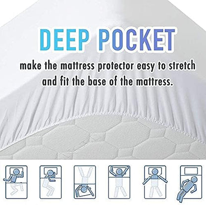 MATBEBY Queen Size Mattress Pad - Cooling Breathable Mattress Topper, Quilted Fitted Mattress Protector, Pillow Top Mattress Cover with 8-21" Deep Pocket, Soft, Machine Washable, White, 60x80 Inches