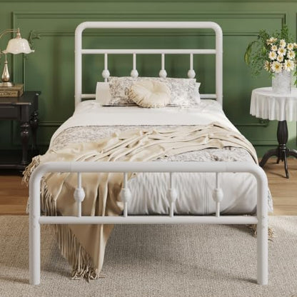 Lutown-Teen 12 Inch Twin Bed Frames with Headboard and Footboard