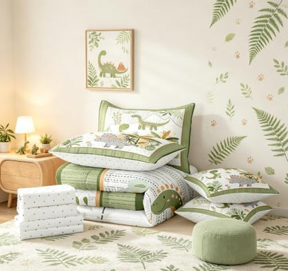 Feelyou Cute Dinosaur 7 Piece Bedding Set King Size for Kids Teens