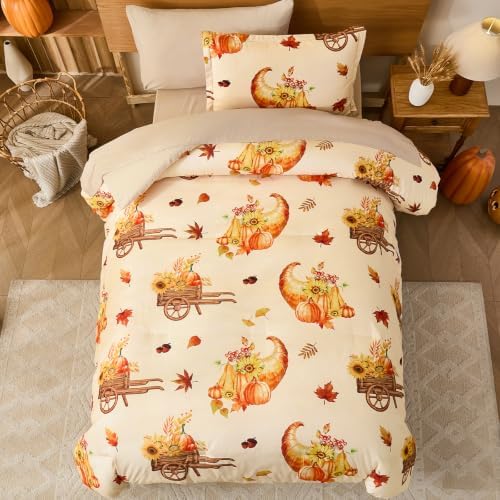Cottolester Twin Size Comforter Thanksgiving Comforters for Boys&Girls