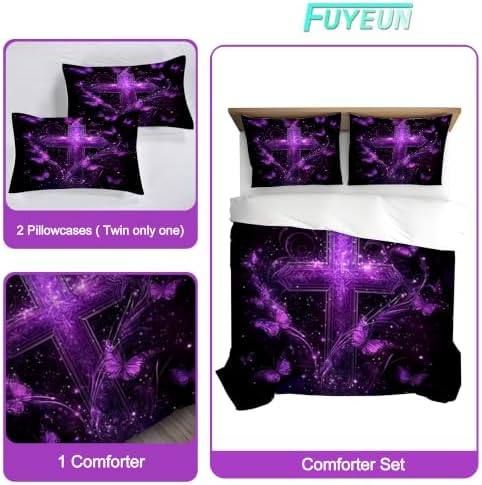 Cross Butterfly Comforter Full/Queen, Gothic Bedding for Girls
