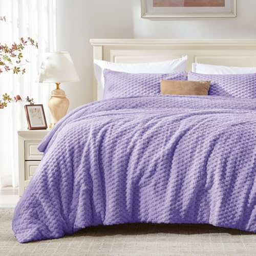 BEDELITE Fluffy Twin/Twin XL Comforter Set, Light Purple Bed Set 2 Pieces