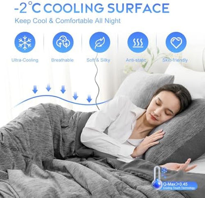 CHOSHOME Cooling Comforter Cooling Blanket, Q-Max 0.45 Cool Sleeping Summer Blanket for Hot Sleeper Night Sweats, Full 84" x 90", Black