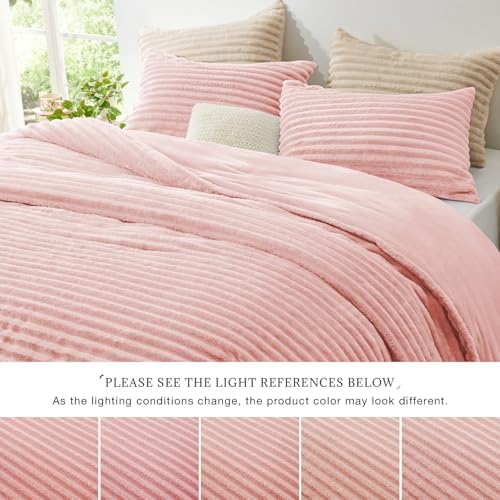EXQ Home Fluffy Comforter Set Full Size,3 Pieces Bed Set,Pink