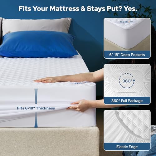 BEDLORE 2 Pack Waterproof Mattress Protector, Cal King Size Mattress Pad